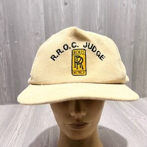 Vintage Rolls Royce RROC Judge Corduroy Snapback Hat Tan‎ Yupoong Mens Cap